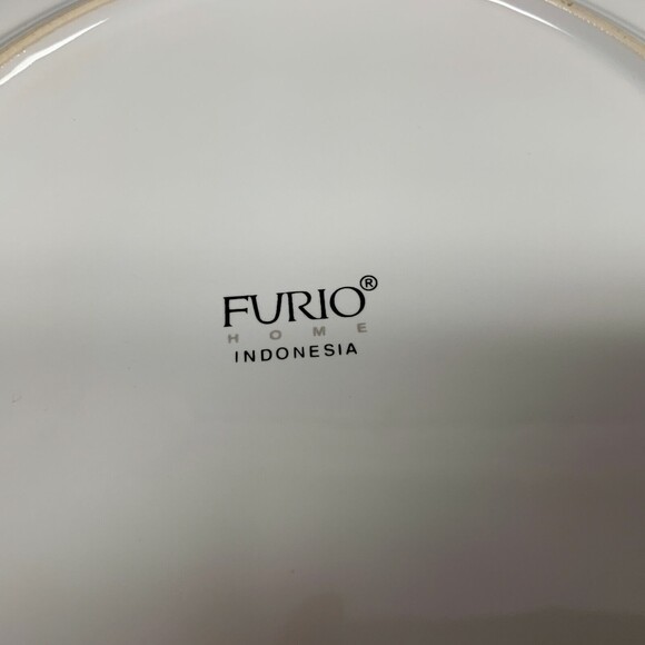 Furio Home Indonesia White Brown Gray 10 7/8" Dinner Plate Geometric Pattern - Picture 5 of 5